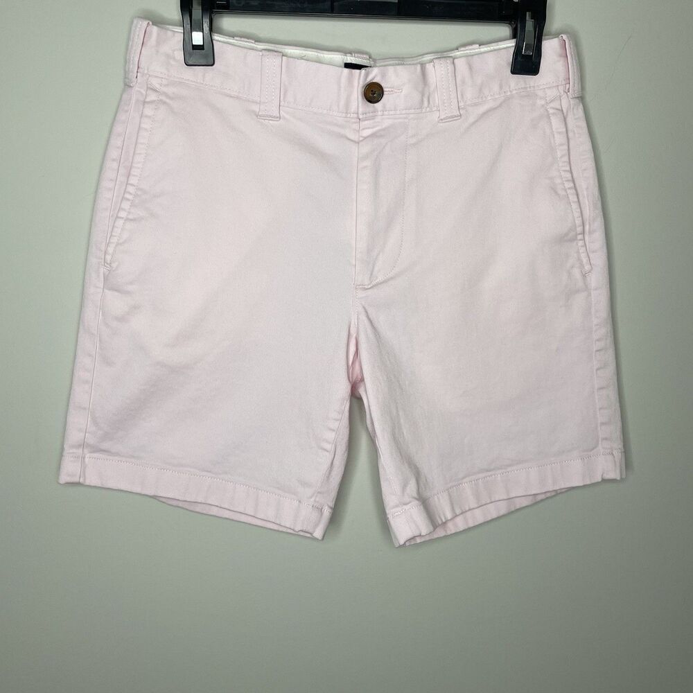 J CREW Chino Shorts Men 29 x 7 Pink Flat-Front Cotton Blend L0923